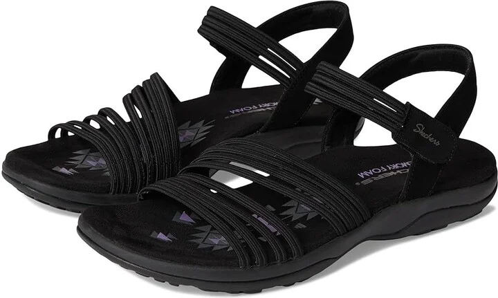 SKECHERS Reggae Slim - Coffee Run Women's Sandals Black/Black : 11 B - Medium, Textile