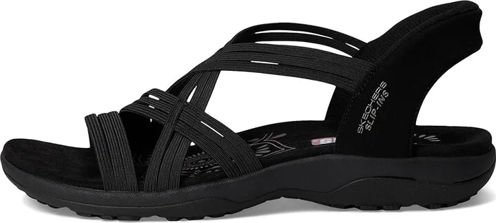 SKECHERS Reggae Slim - Simply Stretchy Hands Free Slip-Ins Women's Shoes Black/Black : 12 B - Medium, Synthetic - Image 6