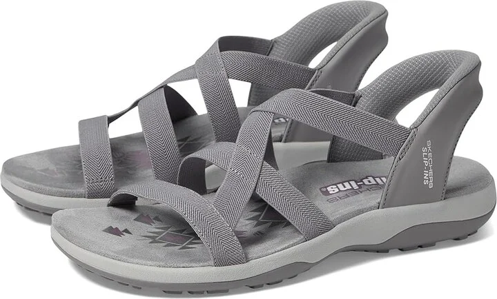 SKECHERS Reggae Slim - Stretch Flex Hands Free Slip-Ins Women's Shoes Grey : 5 B - Medium, Rubber