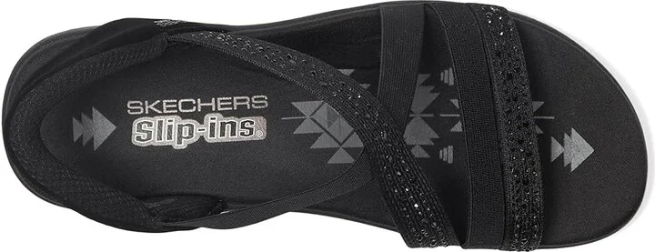 SKECHERS Reggae Slim - Summer Sparkle Women's Sandals Black/Black : 6 B - Medium, Leather - Image 2
