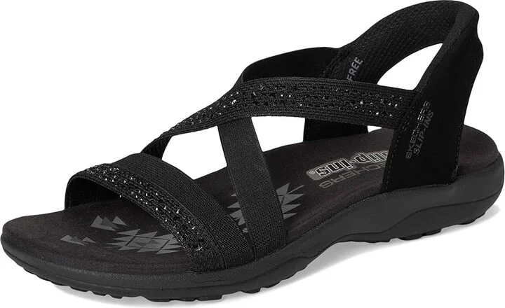 SKECHERS Reggae Slim - Summer Sparkle Women's Sandals Black/Black : 6 B - Medium, Leather - Image 5