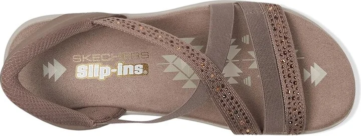 SKECHERS Reggae Slim - Summer Sparkle Women's Sandals Mocha : 7 B - Medium, Leather - Image 2