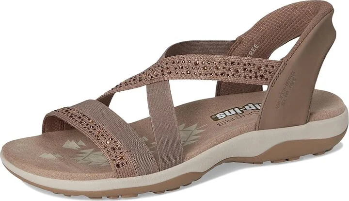 SKECHERS Reggae Slim - Summer Sparkle Women's Sandals Mocha : 7 B - Medium, Leather - Image 5