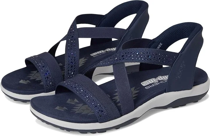 SKECHERS Reggae Slim - Summer Sparkle Women's Sandals Navy : 12 B - Medium, Leather