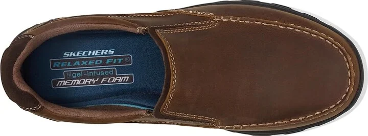 SKECHERS Relaxed Fit Braver - Rayland Men's Slip on Shoes Dark Brown : 7 D - Medium, Leather - Image 3
