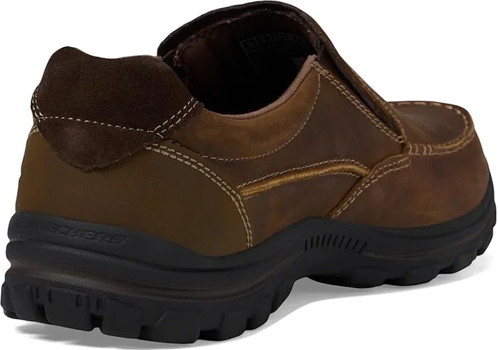 SKECHERS Relaxed Fit Braver - Rayland Men's Slip on Shoes Dark Brown : 7 D - Medium, Leather - Image 5