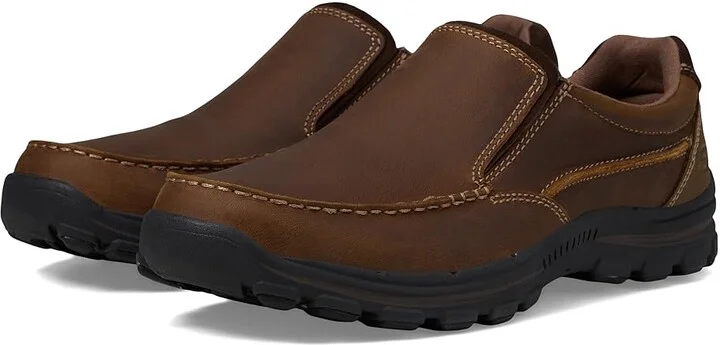 SKECHERS Relaxed Fit Braver - Rayland Men's Slip on Shoes Dark Brown : 7 D - Medium, Leather