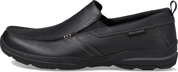 SKECHERS Relaxed Fit Harper - Forde Men's Shoes Black Leather : 7 D - Medium, Full Grain leather - Image 7