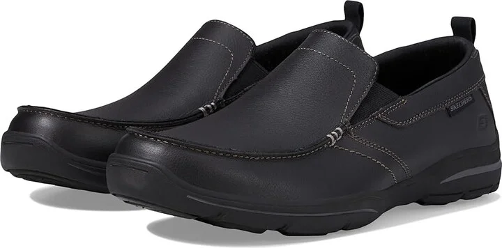 SKECHERS Relaxed Fit Harper - Forde Men's Shoes Black Leather : 7 D - Medium, Full Grain leather