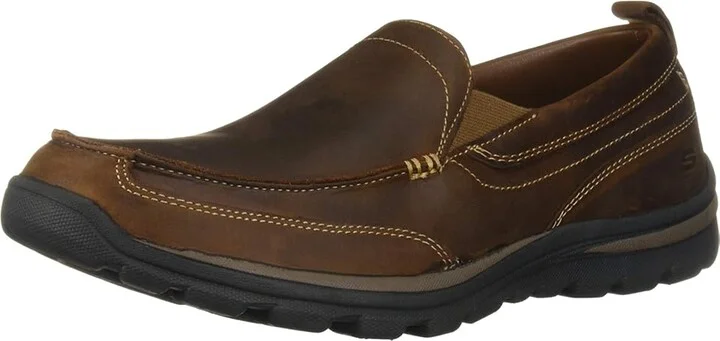 SKECHERS Relaxed Fit Superior - Gains Men's Slip on Shoes Dark Brown : 6.5 D - Medium, Leather - Image 2