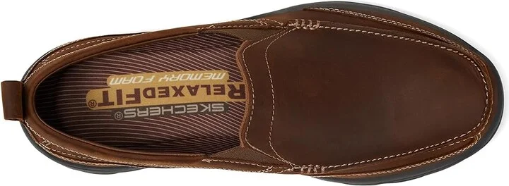 SKECHERS Relaxed Fit Superior - Gains Men's Slip on Shoes Dark Brown : 6.5 D - Medium, Leather - Image 3