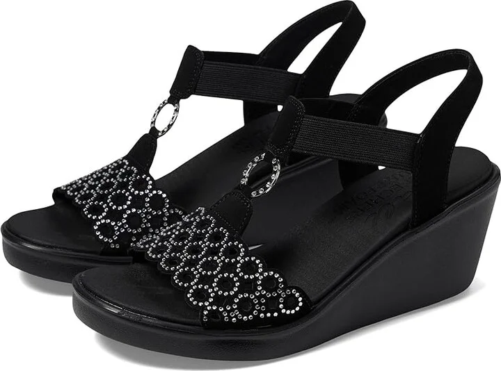 SKECHERS Rumble On - Queen B2 Women's Shoes Black/Silver : 6 B - Medium, Textile
