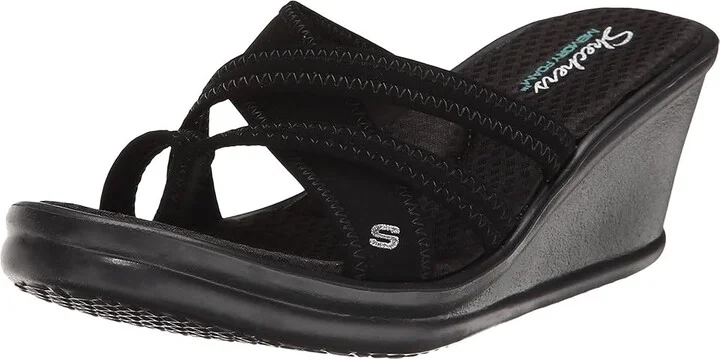 SKECHERS Rumblers Young At Heart Women's Sandals Black : 6 B - Medium, Synthetic - Image 2