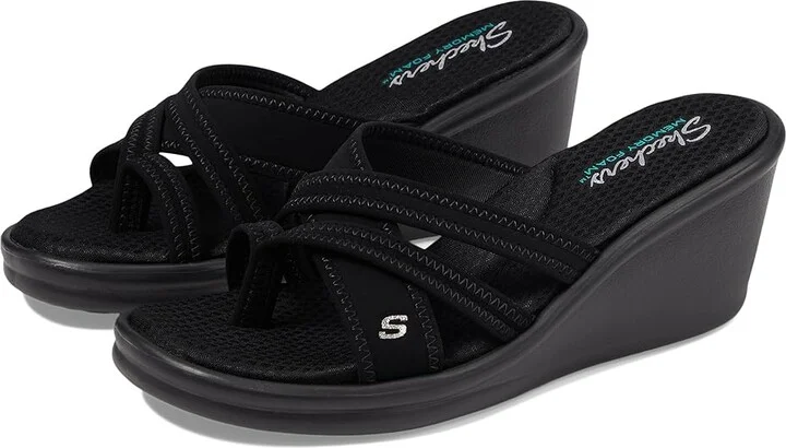 SKECHERS Rumblers Young At Heart Women's Sandals Black : 6 B - Medium, Synthetic
