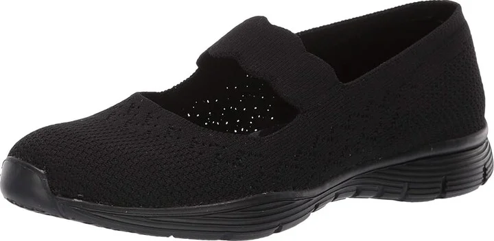 SKECHERS Seager - Power Hitter Women's Flat Shoes Black/Black : 5 B - Medium - Image 2