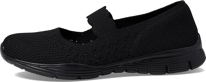 SKECHERS Seager - Power Hitter Women's Flat Shoes Black/Black : 5 B - Medium - Image 7