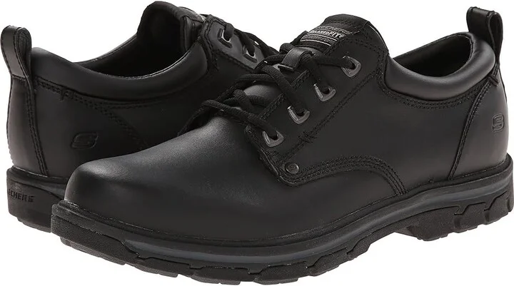 SKECHERS Segment Relaxed Fit Oxford Men's Shoes Black : 7 EE - Wide, Leather/Synthetic