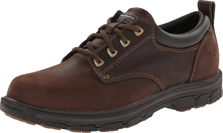 SKECHERS Segment Relaxed Fit Oxford Men's Shoes Brown : 7.5 D - Medium, Leather/Synthetic - Image 2