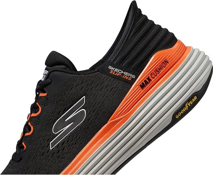 SKECHERS Skechers Hands Free Slip-ins Max Cushioning Suspension- Linear Focus Men's Running Shoes Black/Orange : 7 D - Medium, Rubber - Image 4