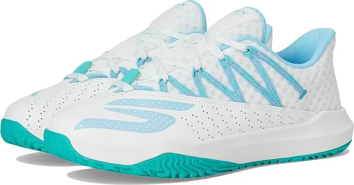 SKECHERS Skechers Viper Court Rally Women's Tennis Shoes White/Light Blue : 9 B - Medium, Leather