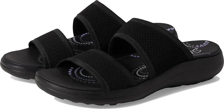 SKECHERS Sporty Slim Women's Sandals Black/Black : 8 B - Medium, Textile