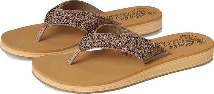 SKECHERS Summers Low Women's Sandals Mocha : 5 B - Medium, Canvas