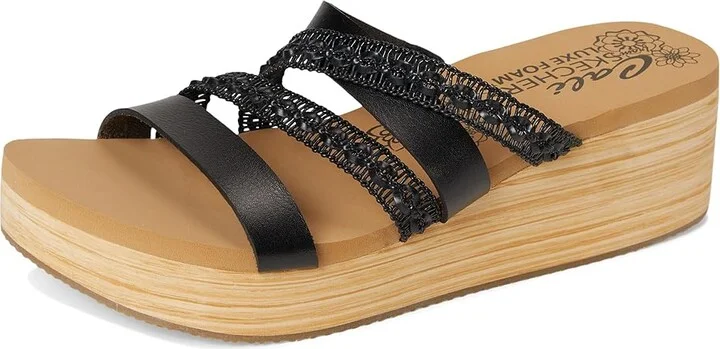 SKECHERS Summers Women's Sandals Black : 7.5 B - Medium, Faux Leather - Image 5