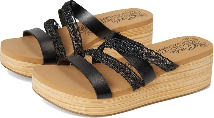 SKECHERS Summers Women's Sandals Black : 7.5 B - Medium, Faux Leather
