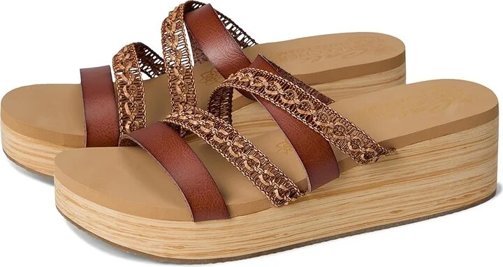 SKECHERS Summers Women's Sandals Luggage : 7 B - Medium, Faux Leather