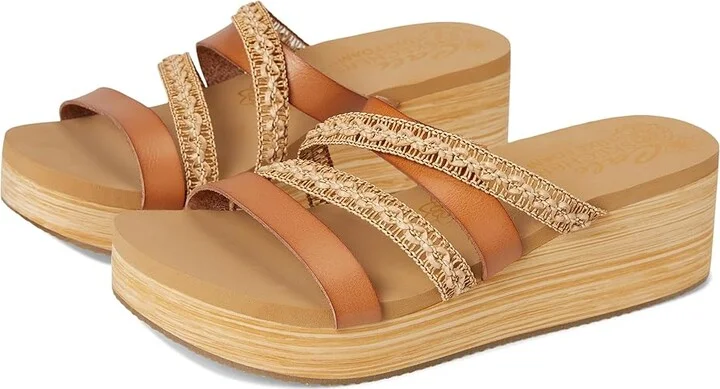 SKECHERS Summers Women's Sandals Tan : 8.5 B - Medium, Faux Leather