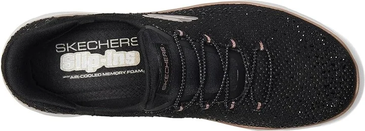 SKECHERS Summits Brilliant Shine Hands Free Slip-INS Women's Shoes Black Rose Gold : 8 B - Medium, Mesh - Image 2