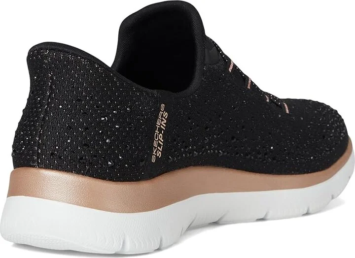 SKECHERS Summits Brilliant Shine Hands Free Slip-INS Women's Shoes Black Rose Gold : 8 B - Medium, Mesh - Image 4