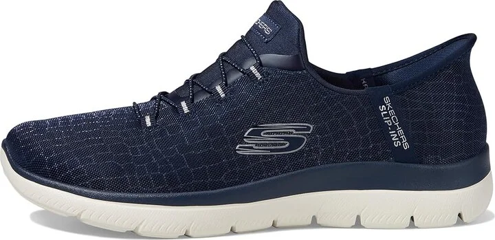 SKECHERS Summits-Classy Night Hands Free Slip-Ins Women's Shoes Navy/Silver : 8.5 B - Medium, Synthetic - Image 6