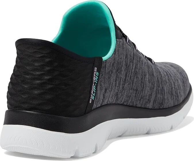 SKECHERS Summits - Hands Free Slip-Ins Women's Shoes Black/ Turquoise : 8.5 B - Medium, Textile - Image 4