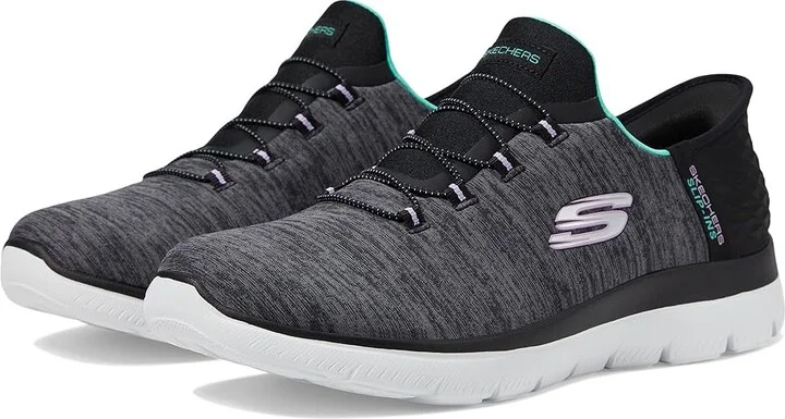 SKECHERS Summits - Hands Free Slip-Ins Women's Shoes Black/ Turquoise : 8.5 B - Medium, Textile