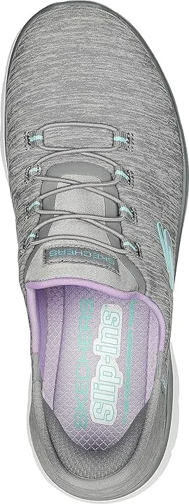 SKECHERS Summits - Hands Free Slip-Ins Women's Shoes Gray/Mint : 8.5 B - Medium, Textile - Image 2