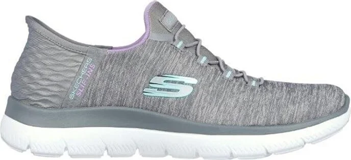SKECHERS Summits - Hands Free Slip-Ins Women's Shoes Gray/Mint : 8.5 B - Medium, Textile - Image 5