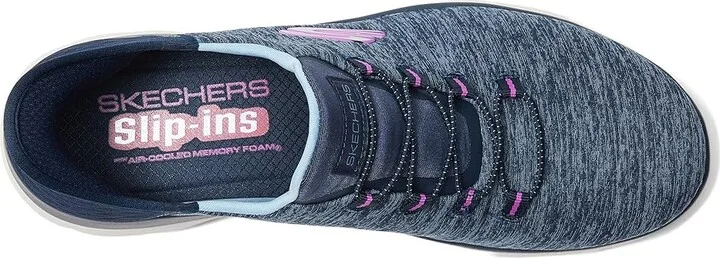 SKECHERS Summits - Hands Free Slip-Ins Women's Shoes Navy/Purple : 5 B - Medium, Textile - Image 2