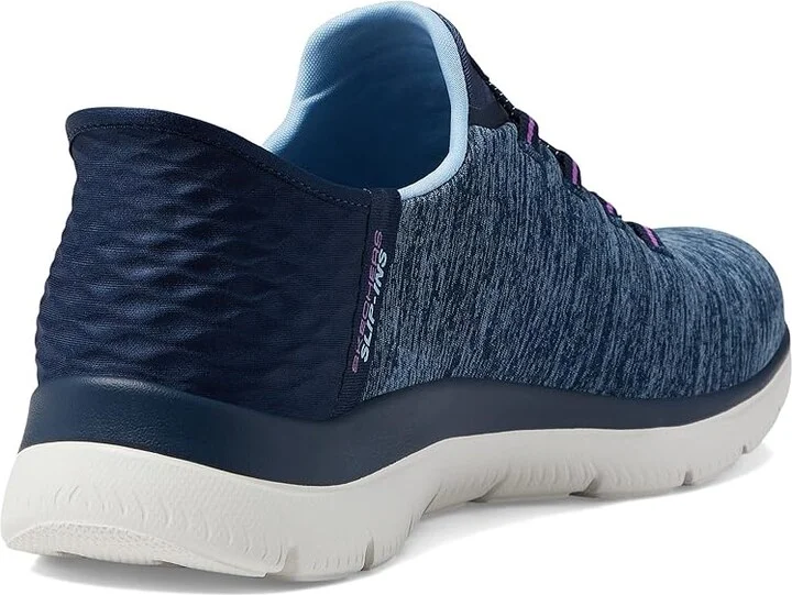SKECHERS Summits - Hands Free Slip-Ins Women's Shoes Navy/Purple : 5 B - Medium, Textile - Image 4