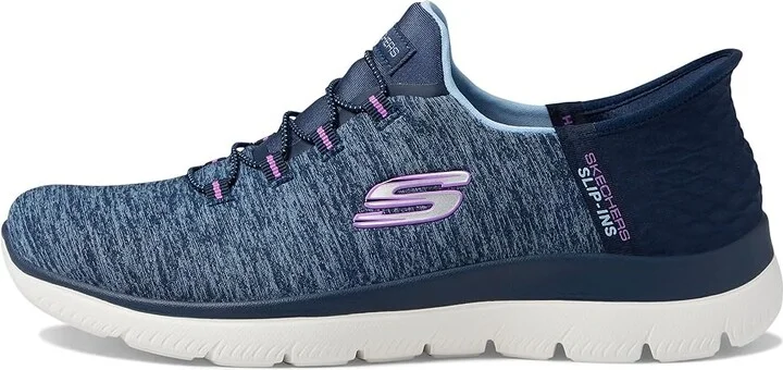 SKECHERS Summits - Hands Free Slip-Ins Women's Shoes Navy/Purple : 5 B - Medium, Textile - Image 6
