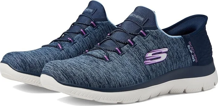 SKECHERS Summits - Hands Free Slip-Ins Women's Shoes Navy/Purple : 5 B - Medium, Textile
