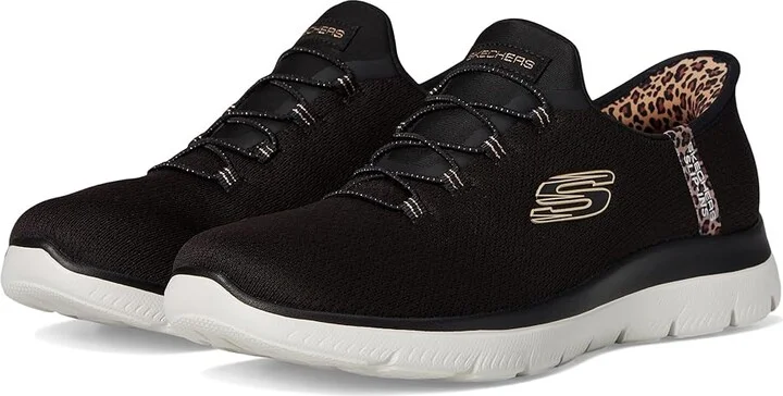 SKECHERS Summits Leopard Chic Hands Free Slip-INS Women's Shoes Black : 11 B - Medium, Rubber