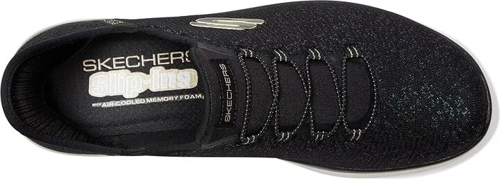 SKECHERS Summits-Lunar Glow Hands Free Slip-Ins Women's Shoes Black Gold : 8.5 B - Medium, Textile - Image 2