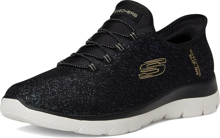 SKECHERS Summits-Lunar Glow Hands Free Slip-Ins Women's Shoes Black Gold : 8.5 B - Medium, Textile - Image 5
