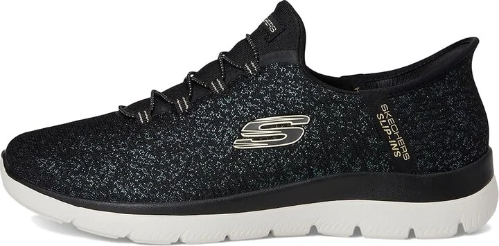 SKECHERS Summits-Lunar Glow Hands Free Slip-Ins Women's Shoes Black Gold : 8.5 B - Medium, Textile - Image 6