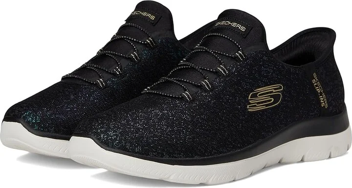 SKECHERS Summits-Lunar Glow Hands Free Slip-Ins Women's Shoes Black Gold : 8.5 B - Medium, Textile