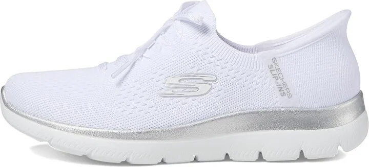 SKECHERS Summits Night Chic Hands Free Slip-Ins Women's Shoes White/ Silver : 12 B - Medium, Rubber - Image 6
