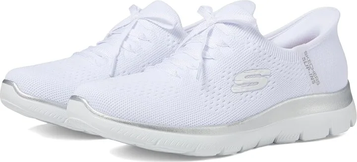 SKECHERS Summits Night Chic Hands Free Slip-Ins Women's Shoes White/ Silver : 12 B - Medium, Rubber