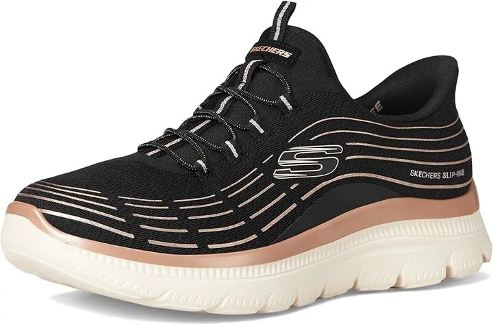 SKECHERS Summits Plus Hands Free Slip-INS Women's Shoes Black Rose Gold : 7.5 B - Medium, Synthetic - Image 5