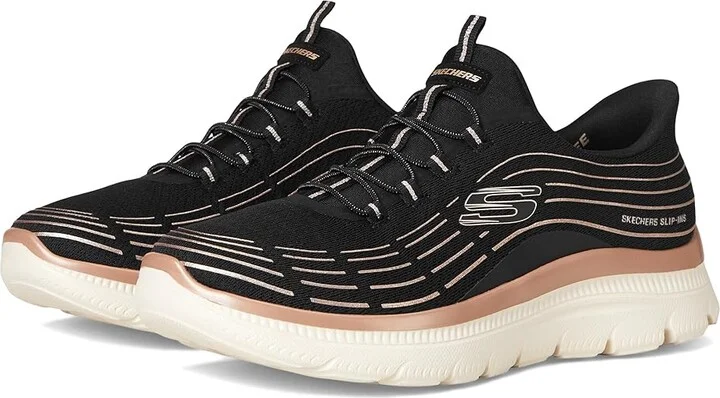 SKECHERS Summits Plus Hands Free Slip-INS Women's Shoes Black Rose Gold : 7.5 B - Medium, Synthetic